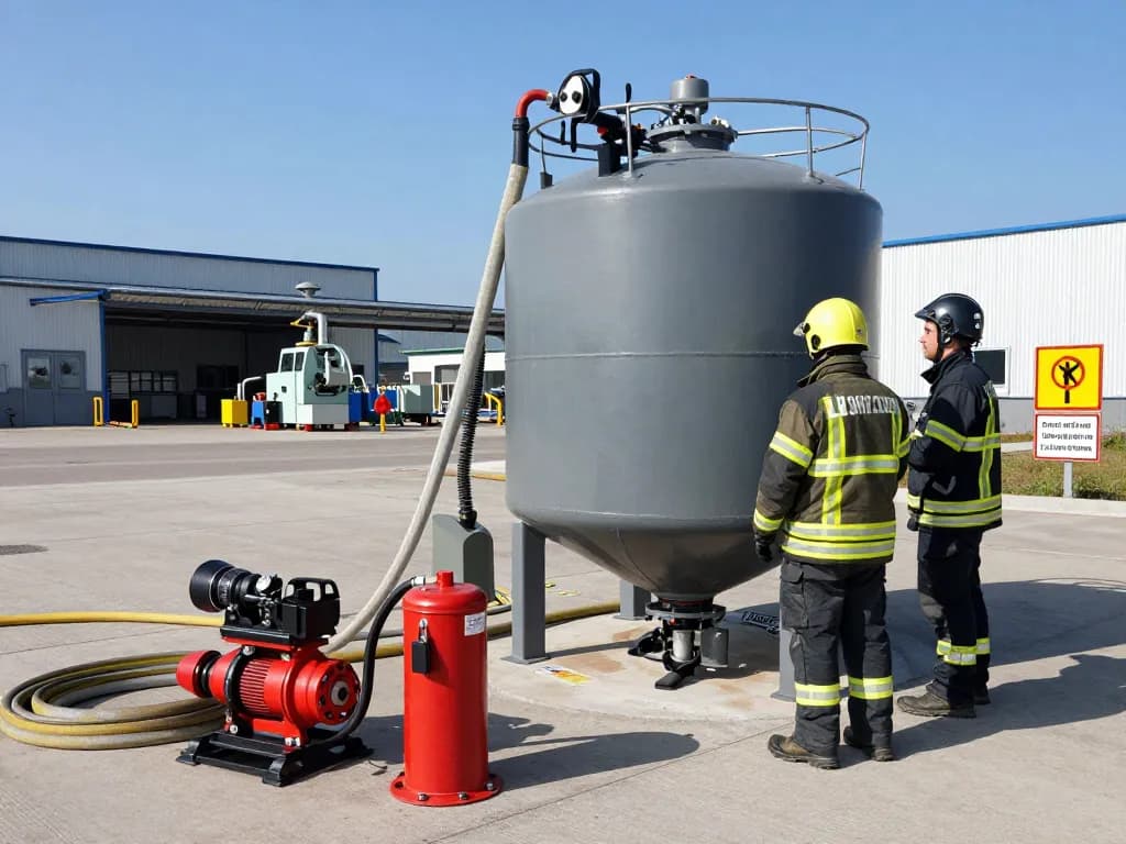 Löschwasserzisterne für die Industrie an einem Industriestandort präsentiert, der Flexibilität und Sicherheit betont.