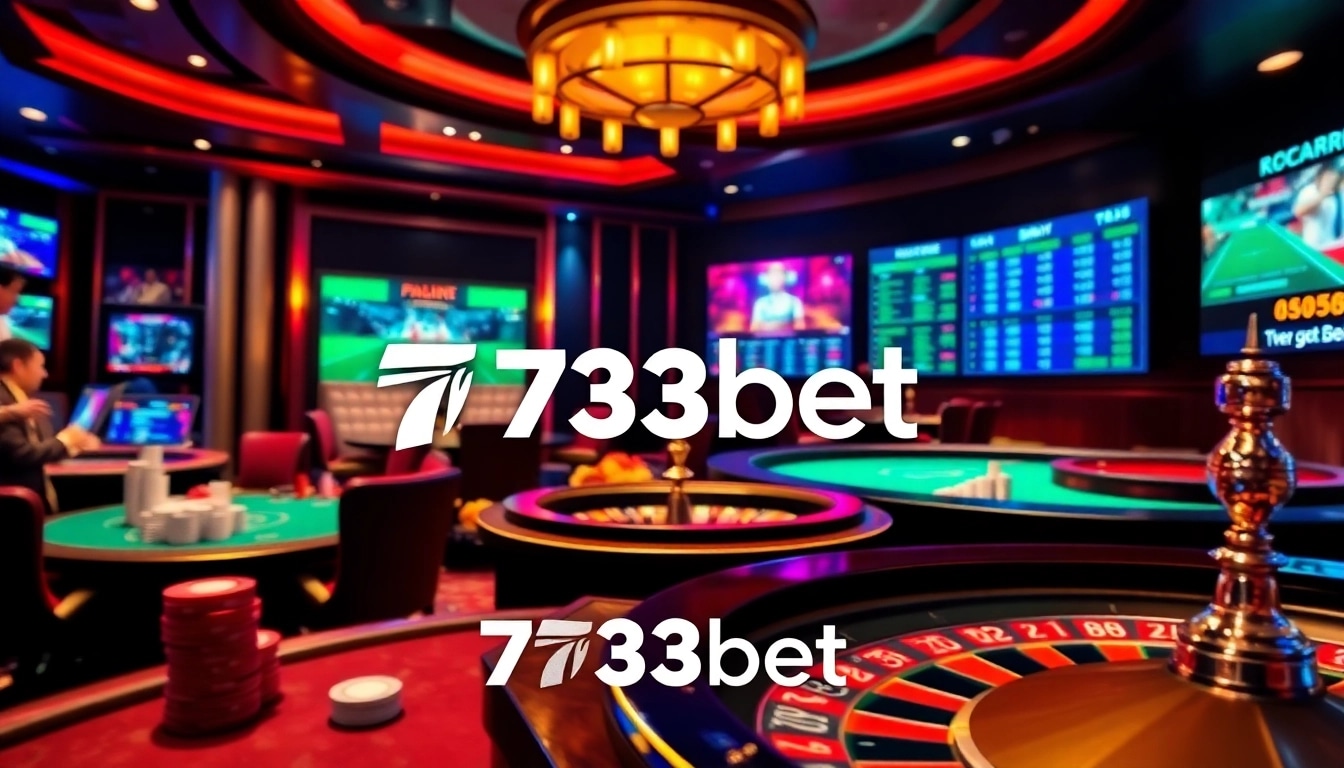 Players enjoying vibrant games of poker and roulette at 733bet casino online.