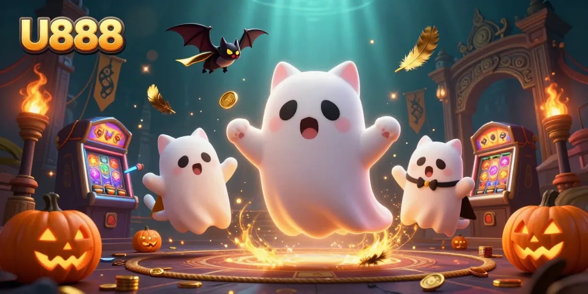 Engage with U888’s exciting gaming world, featuring vibrant characters in a haunted casino.