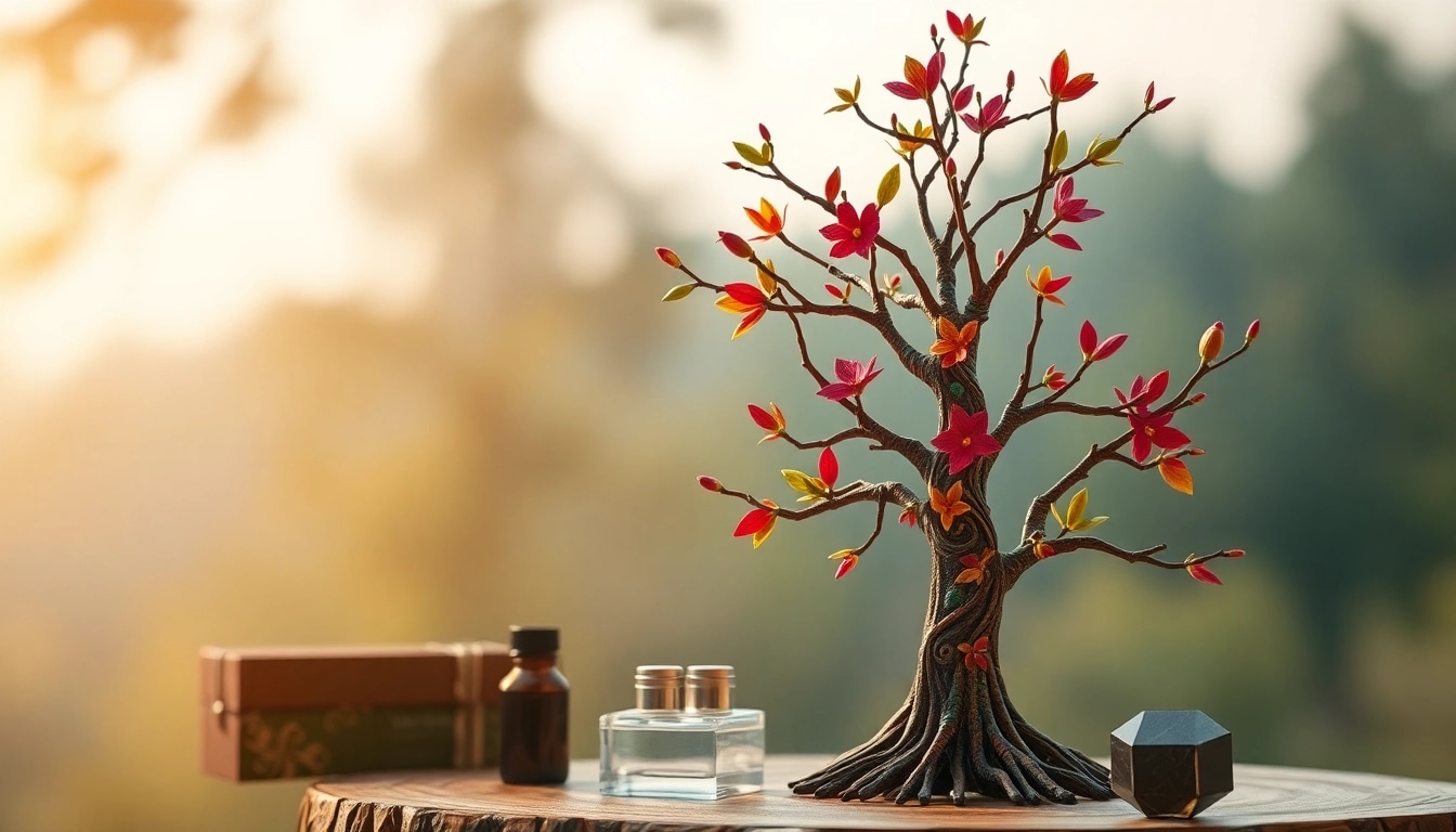 Personalisierter Duftbaum mit individuellen Designs und warmen Farben zur Raumdekoration.