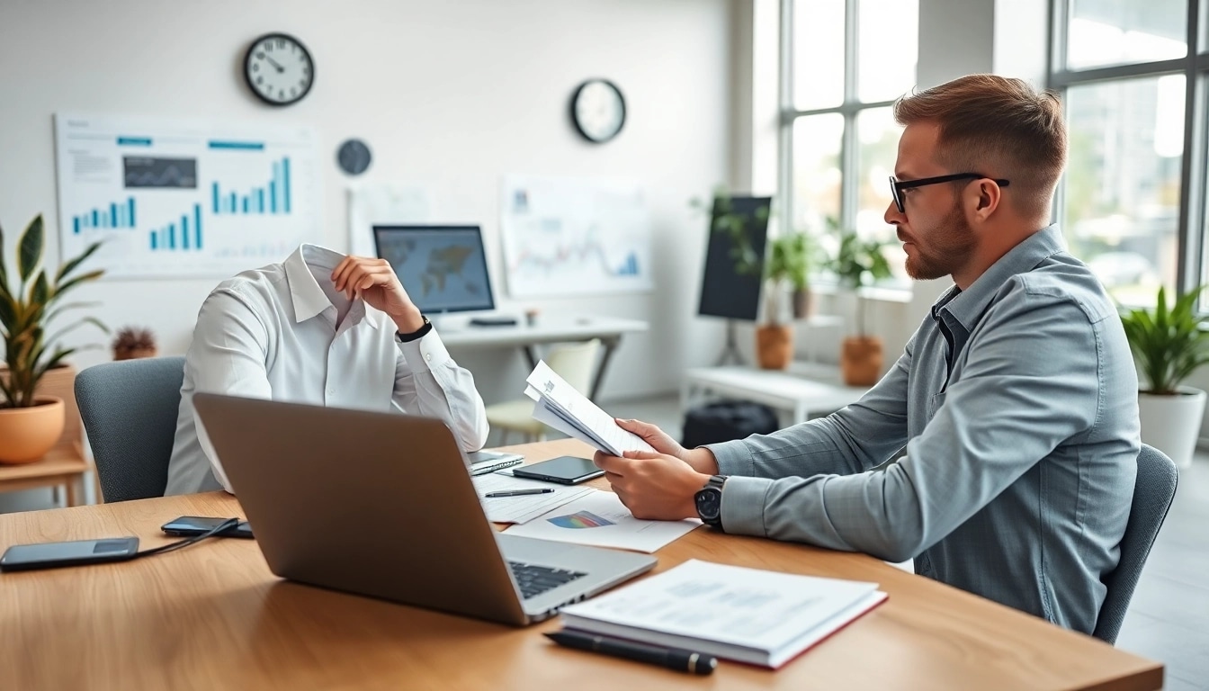 Kreditvergleich - Ein Finanzberater analysiert Daten und vergleicht Kredite am Laptop in einem modernen Büro.