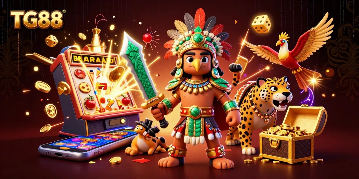 Spin with TG88 for thrilling wins, featuring vibrant slot machines and dynamic casino elements.