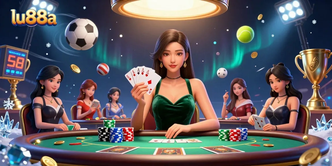 Experience the thrill of gambling at lu88a with this high-stakes poker scene, showcasing a strategic player's focus.