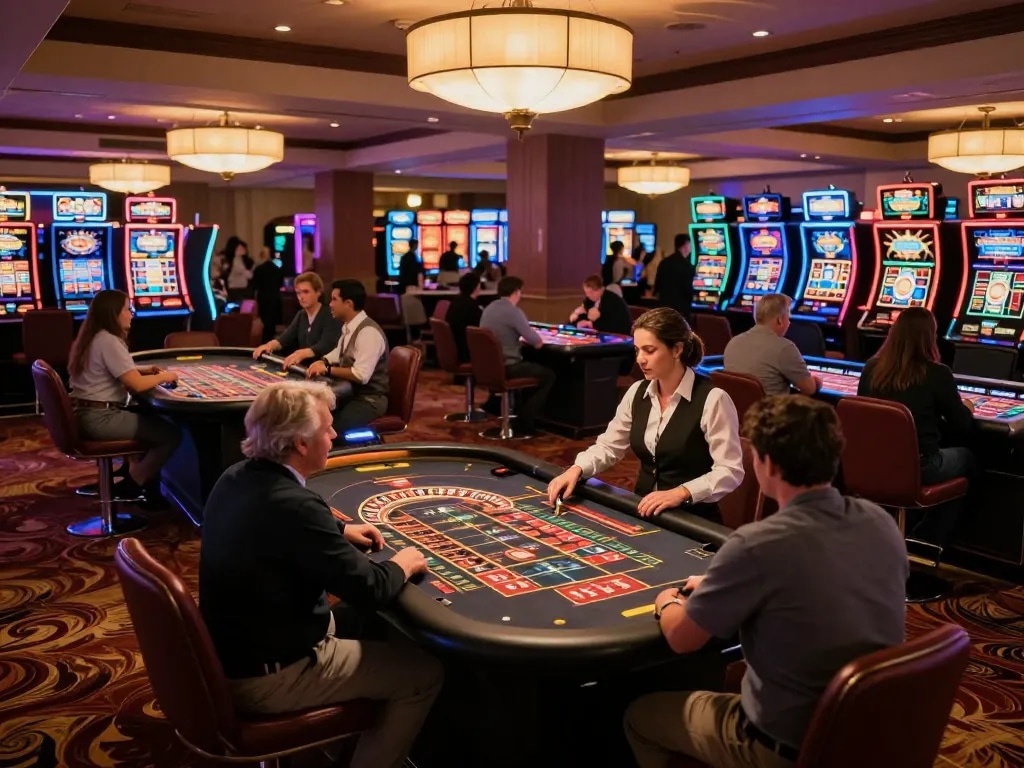 Experience the thrill of TR88 roulette with players eagerly placing bets at a vibrant casino.
