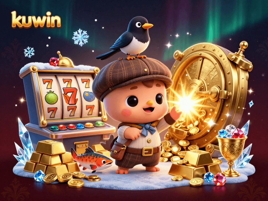 Kuwin invites players to spin the reels for exciting winnings with this vibrant 3D treasure hunt scene.