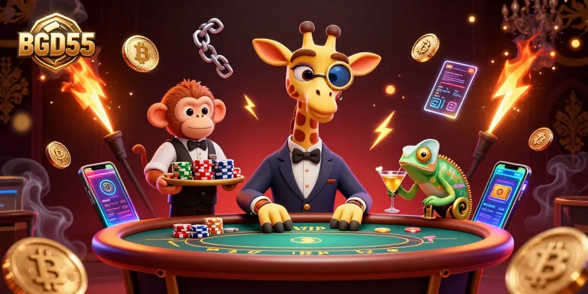 Exciting 3D illustration of BGD55 showcasing a lively casino scene with characters and dynamic game elements.