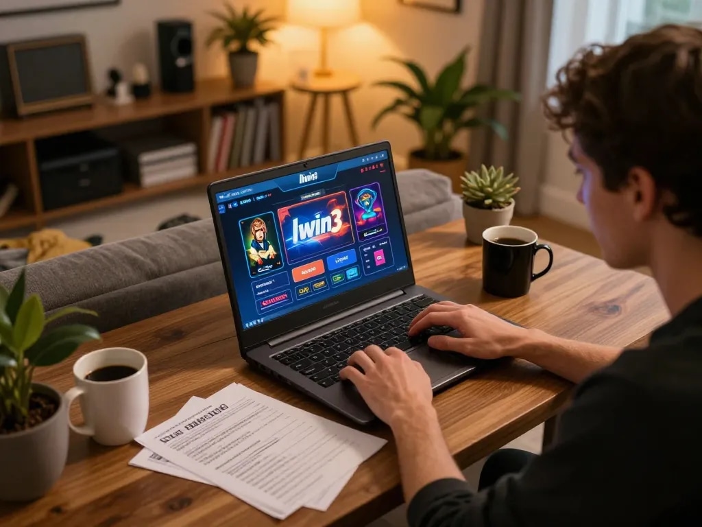 Person engaged with the llwin3 online casino interface during an immersive gaming session.