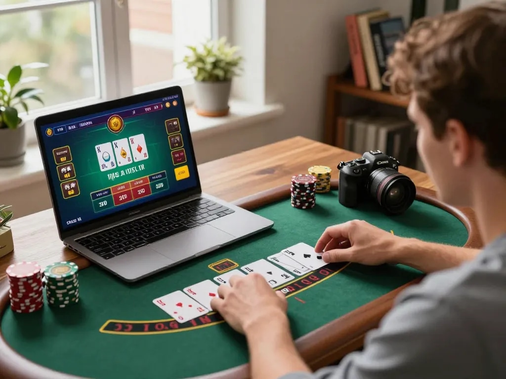 Enjoying a game at alo8net while managing bets effectively in a cozy home setting.