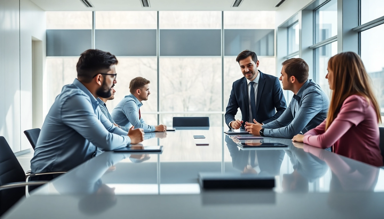 Headhunter Ingenieure in einem modernen Büro, das ein Gespräch mit talentierten Ingenieuren zeigt.