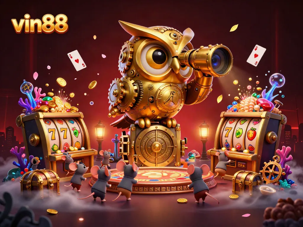 vin88 players enjoying vibrant slots and treasure-rich environments in a thrilling casino scene