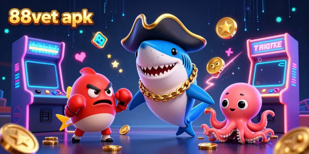 Engage in thrilling gameplay with the vibrant 88vbet apk digital casino scene featuring a pirate shark, pufferfish, and octopus.