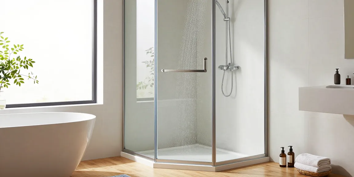 Stijlvolle vrijstaande douchecabine die modern design en comfort toont.