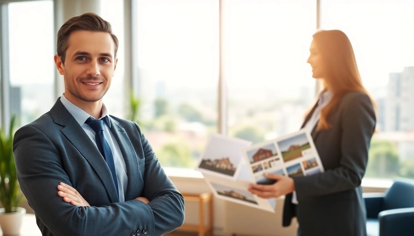 Immobilienmakler Frankfurt Ginnheim präsentiert Immobilien in einem modernen Büro.