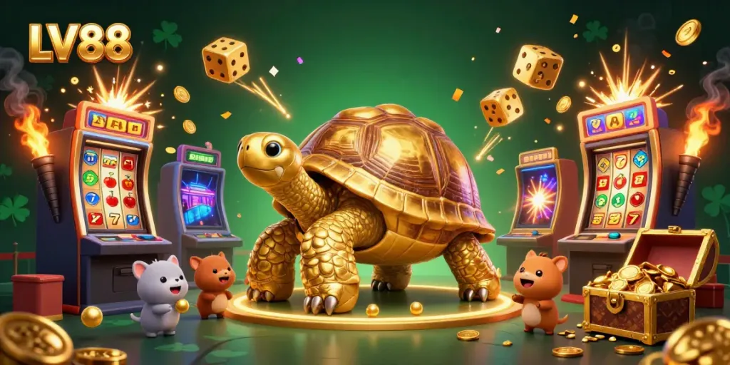 Experience the excitement of winning at LV88 with animated golden casino elements!