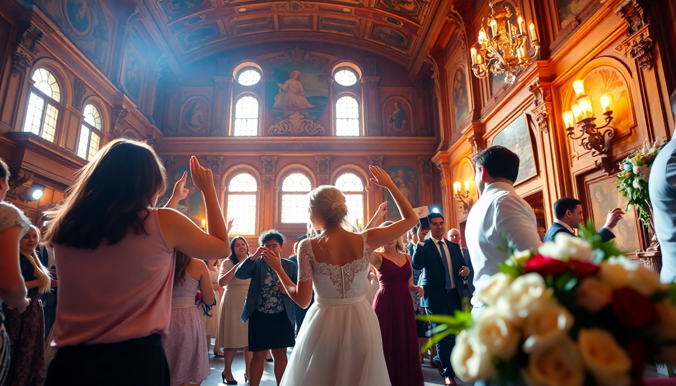 Eventfotograf München bei einer Hochzeit, die fröhliche Gäste in einem festlichen Ambiente festhält.