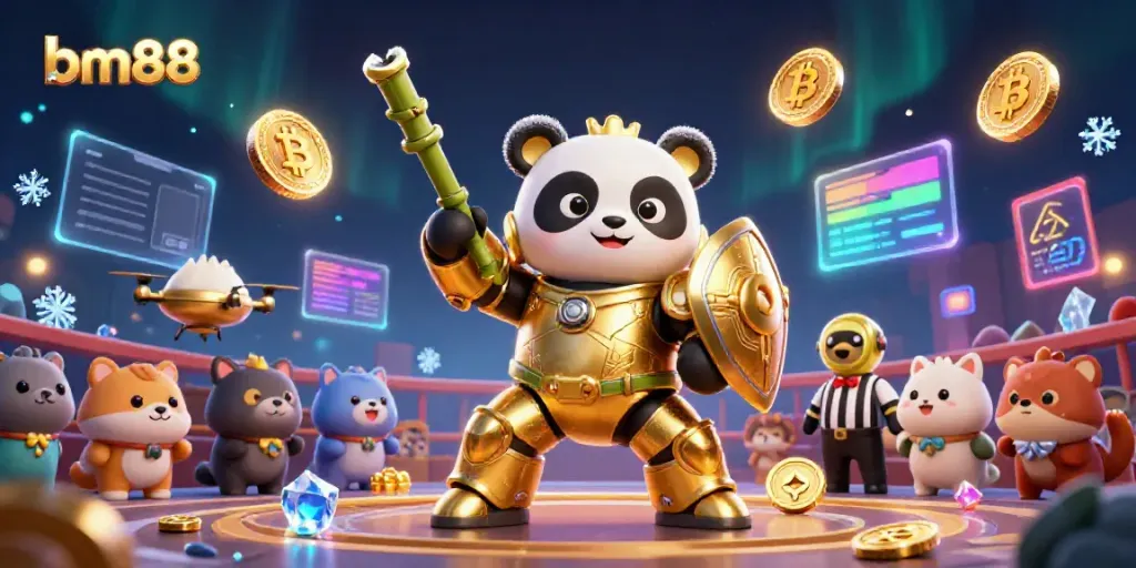 Engage with bm88 by experiencing a vibrant, animated scene in a lively casino arena.