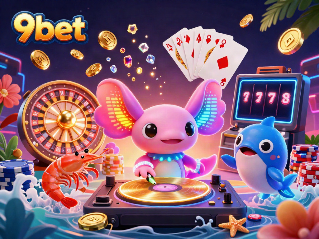Experience thrilling gaming with 9bet in this vibrant underwater casino scene.