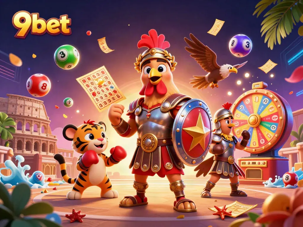 Experience thrilling gaming with 9bet's lively casino scene featuring dynamic elements and immersive characters.