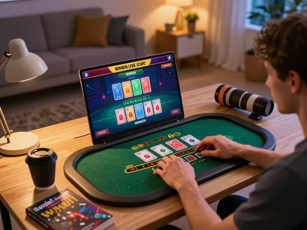WinWin online casino gaming setup showing live blackjack action for strategy-focused players