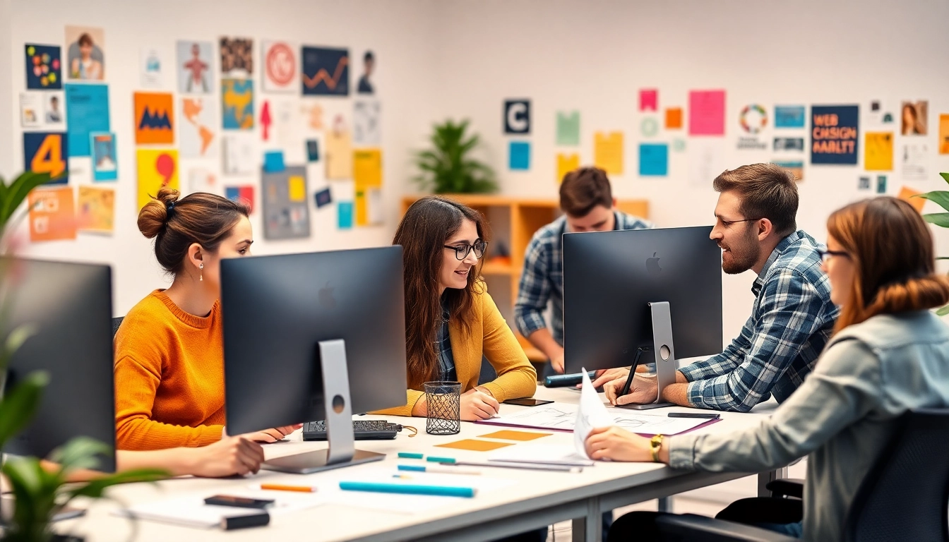 Webdesign Hannover Team collaborating creatively in a bright modern studio