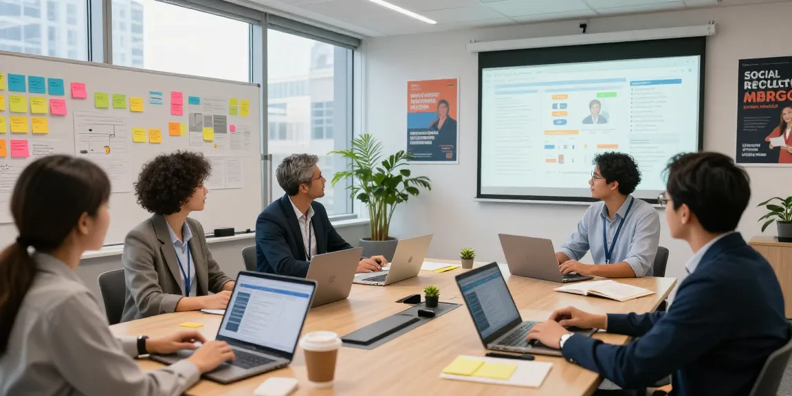Zusammenarbeit in einer Social Recruiting Agentur mit modernen Arbeitsplätzen und engagiertem Team.