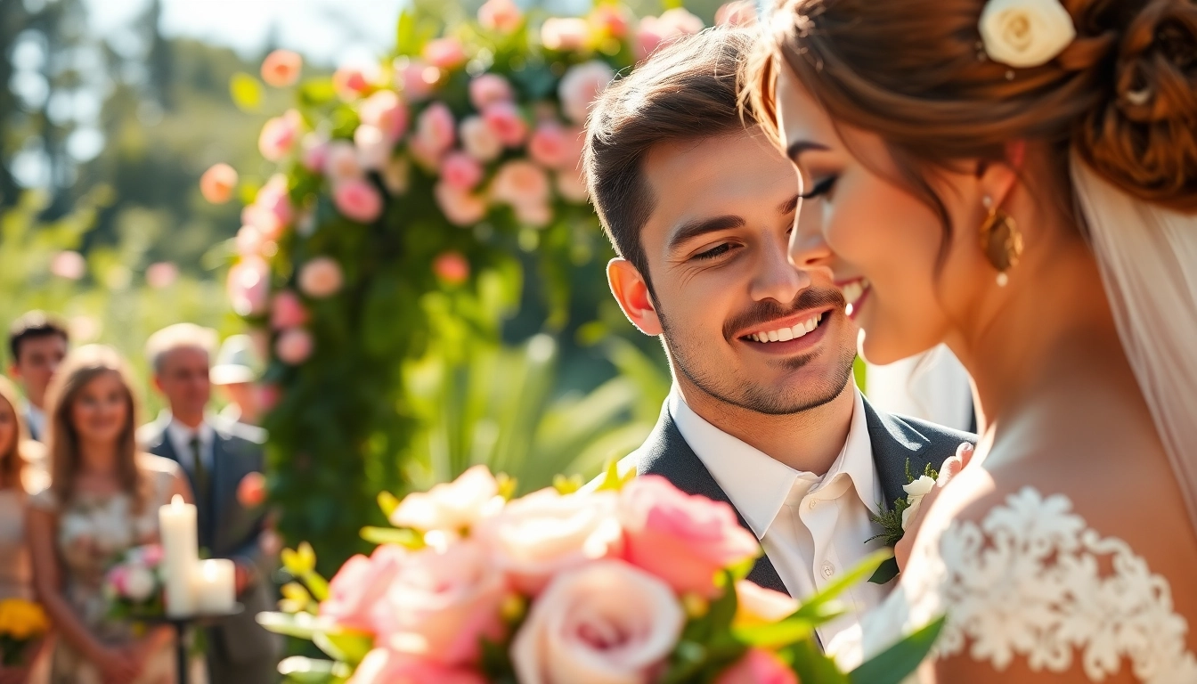 Hochzeitsfotograf München Fotografiert ein Brautpaar in einem romantischen Moment im Freien.