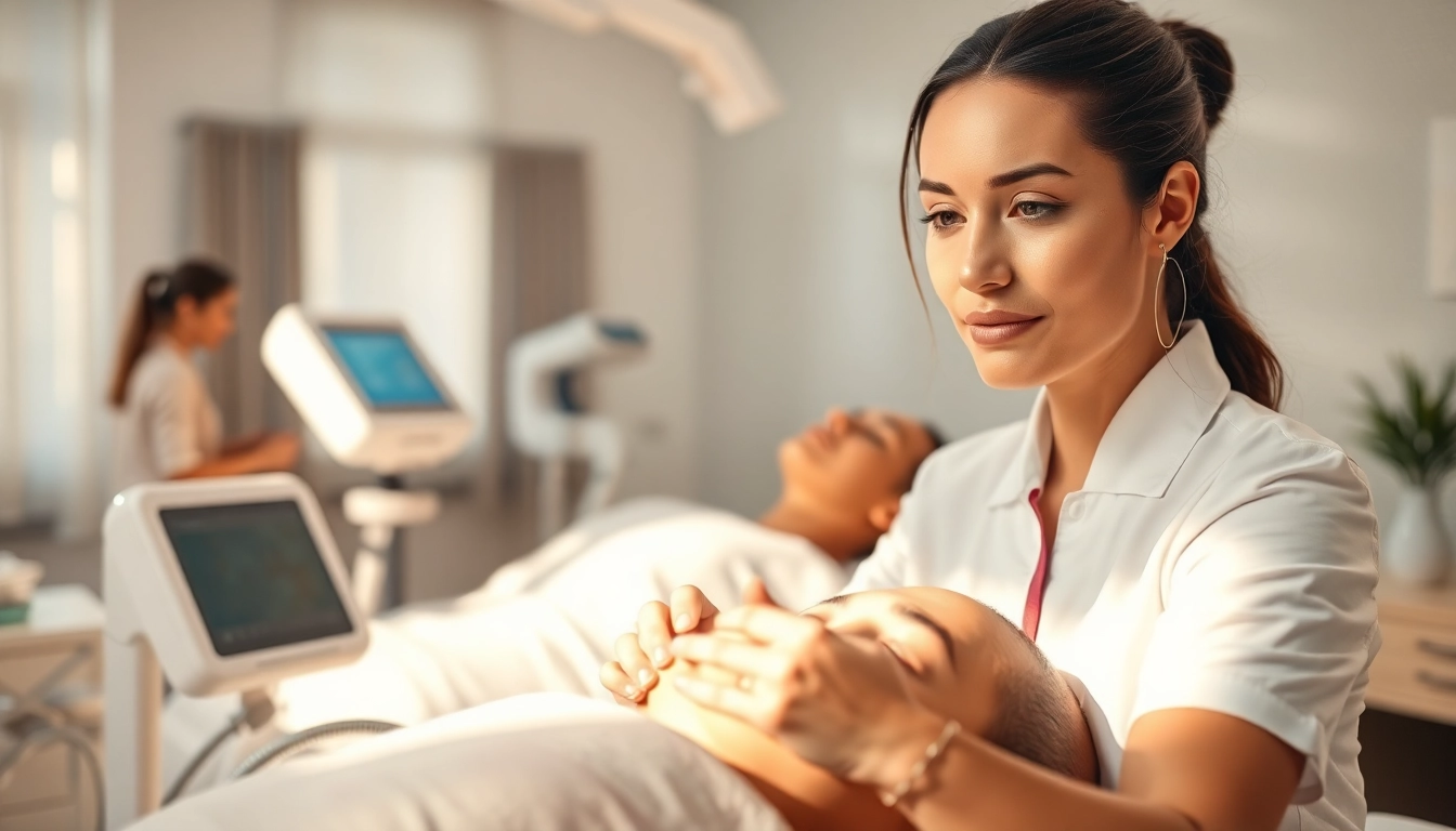 Kirkegaard Aesthetics zeigt einen Fachmann, der fortschrittliche Hautbehandlungen in einer modernen Klinik durchführt.