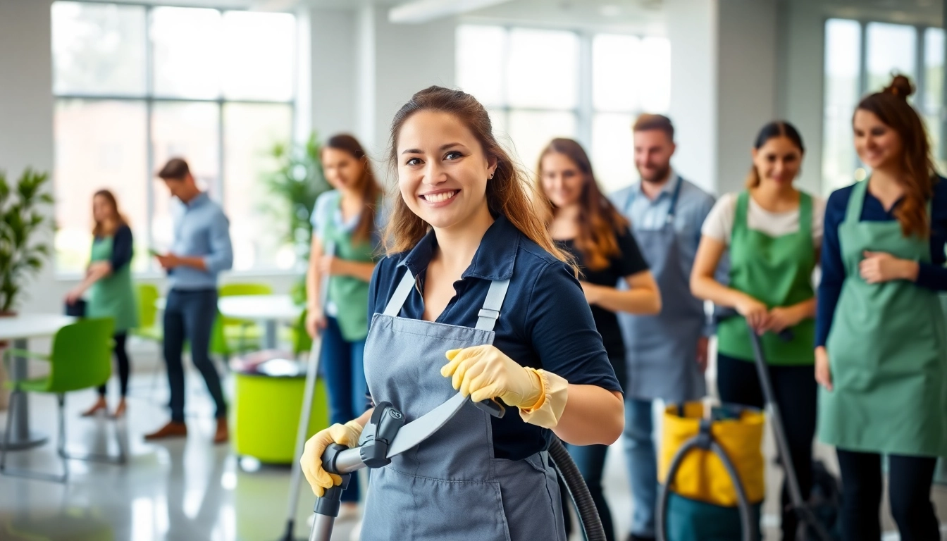 Efficient Gebäudereinigung Ulm durch professionelles Reinigungsteam in modernem Büro.