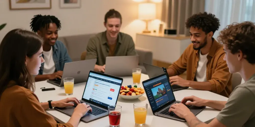 Friends enjoying an engaging game night on Alternatif Bola88 platform.