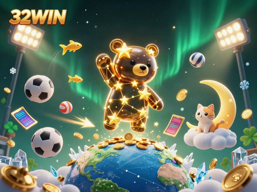 32WIN invites players to enjoy an immersive gaming experience with vibrant elements in a cosmic casino setting.