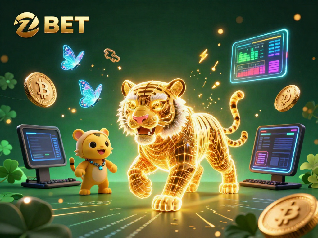 Engage with ZBET's vibrant digital casino world featuring unique characters and crypto elements.