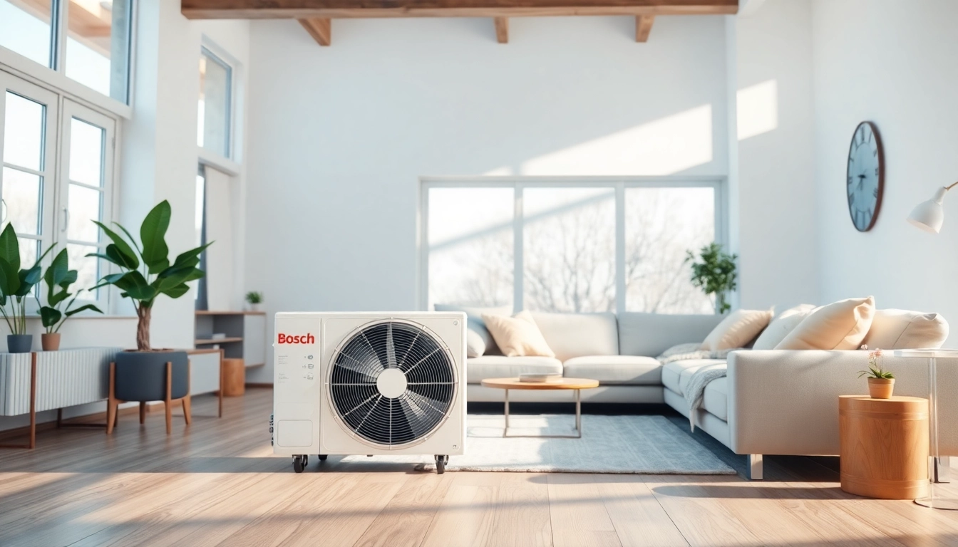 Efficient wärmepumpe bosch in a modern living room, showcasing stylish home heating solutions.