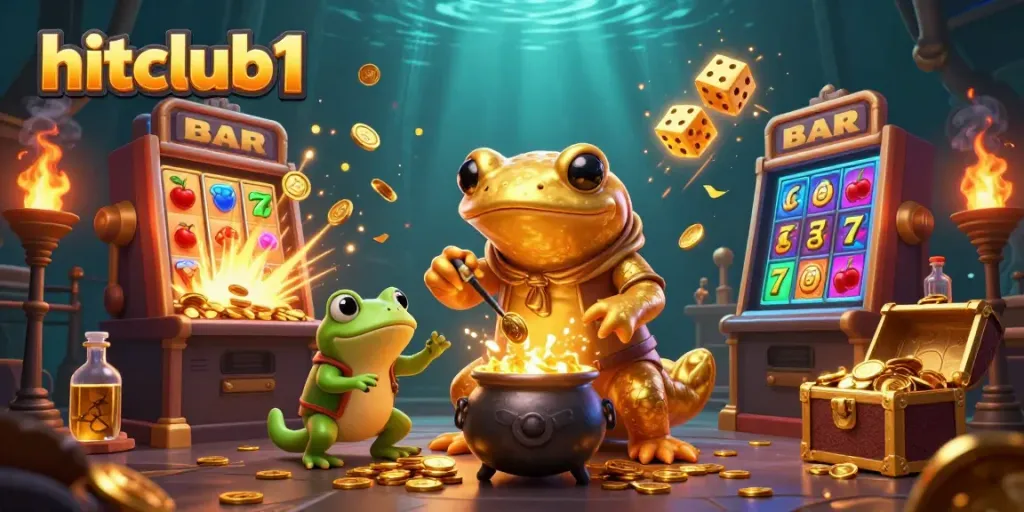 Experience high-stakes excitement with hitclub1's vibrant casino scene featuring golden alchemists.