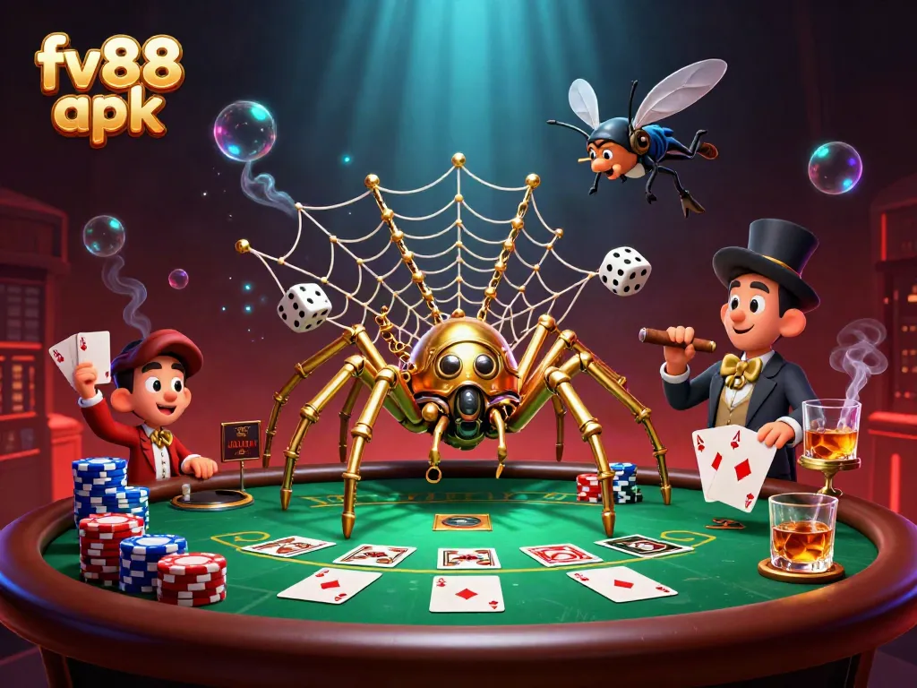 Experience the thrill of winning with FV88 APK as the golden spider weaves its web of chance.