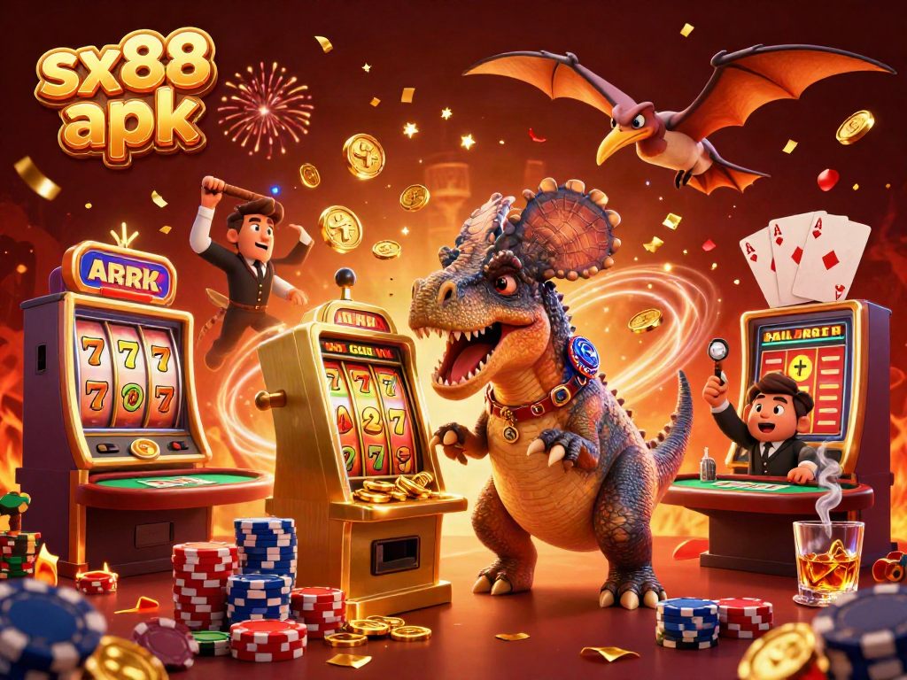 Experience the thrilling action of sx88 apk with a playful pachycephalosaurus winning jackpots in the casino.