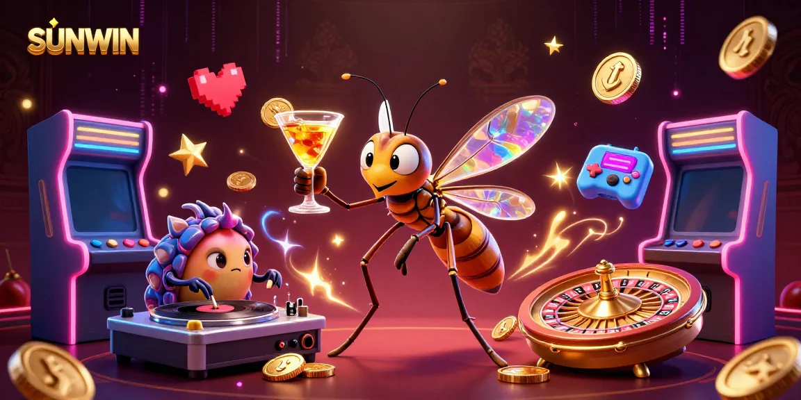 Engage with SUNWIN's vibrant gaming experience featuring colorful elements and casino mascots.
