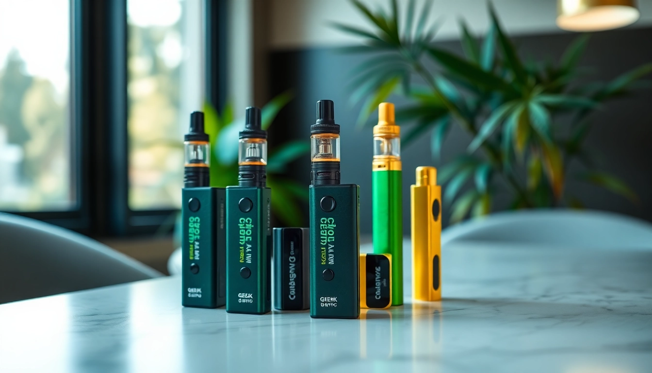Showcasing GEEK THC disposable vapes with a stylish design and vibrant color palette