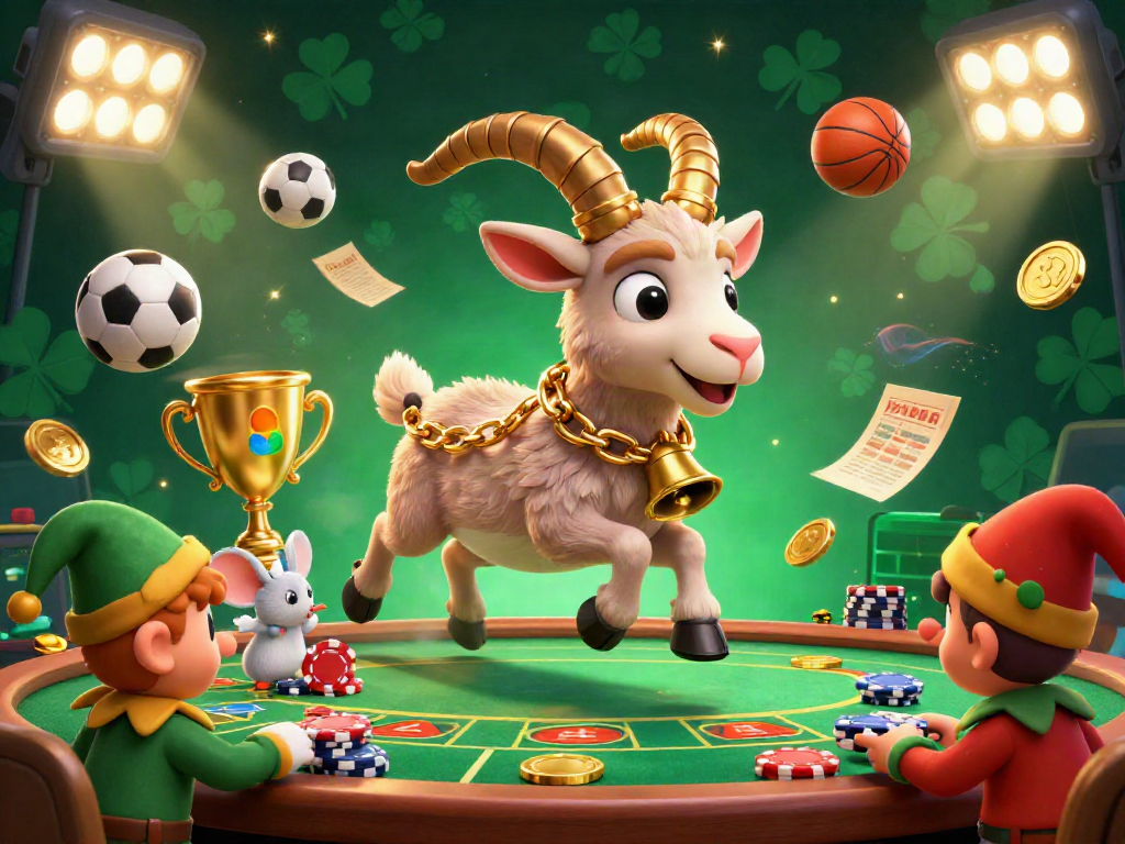 Experience thrilling gambling at xo88 with Krampus goat, angel mouse, and mischievous elves in a dynamic casino scene.