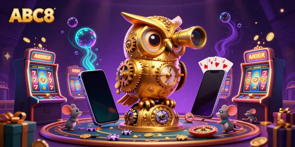 Experience the thrill of big wins at ABC8 with a vibrant casino scene bursting with energy and gaming excitement.