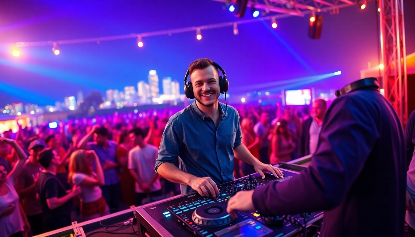 DJ aus München begeistert das Publikum auf einem Festival mit mitreißenden Beats.