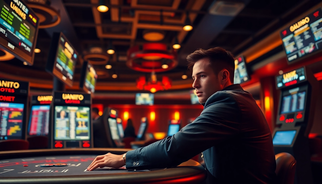 Erleben Sie den Glamour von Sportwetten ohne Einzahlungslimit in einem luxuriösen Casino-Setting.