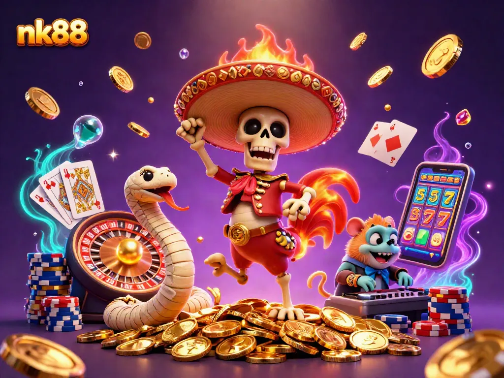 Win big with nk88 slot machines featuring golden coins and exciting game elements.