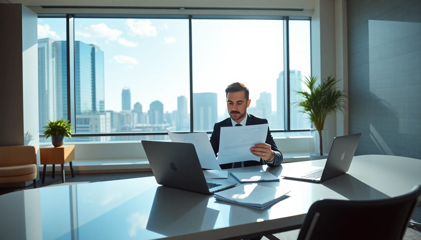 GmbH gründen aus ausland: Ein Geschäftsmann plant die Unternehmensgründung in einem modernem Büro.
