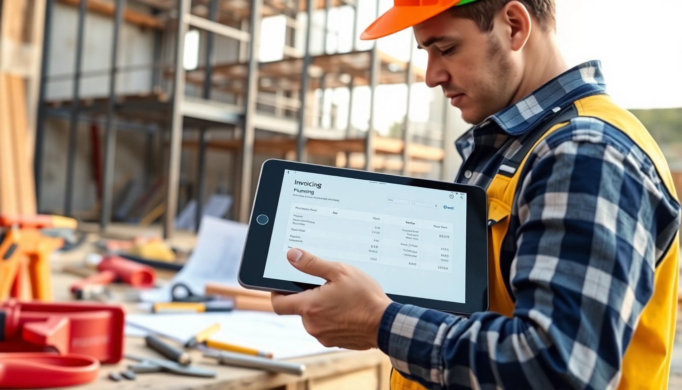 Rechnungsprogramme Handwerk in Aktion bei einem Handwerker, der Software verwendet.