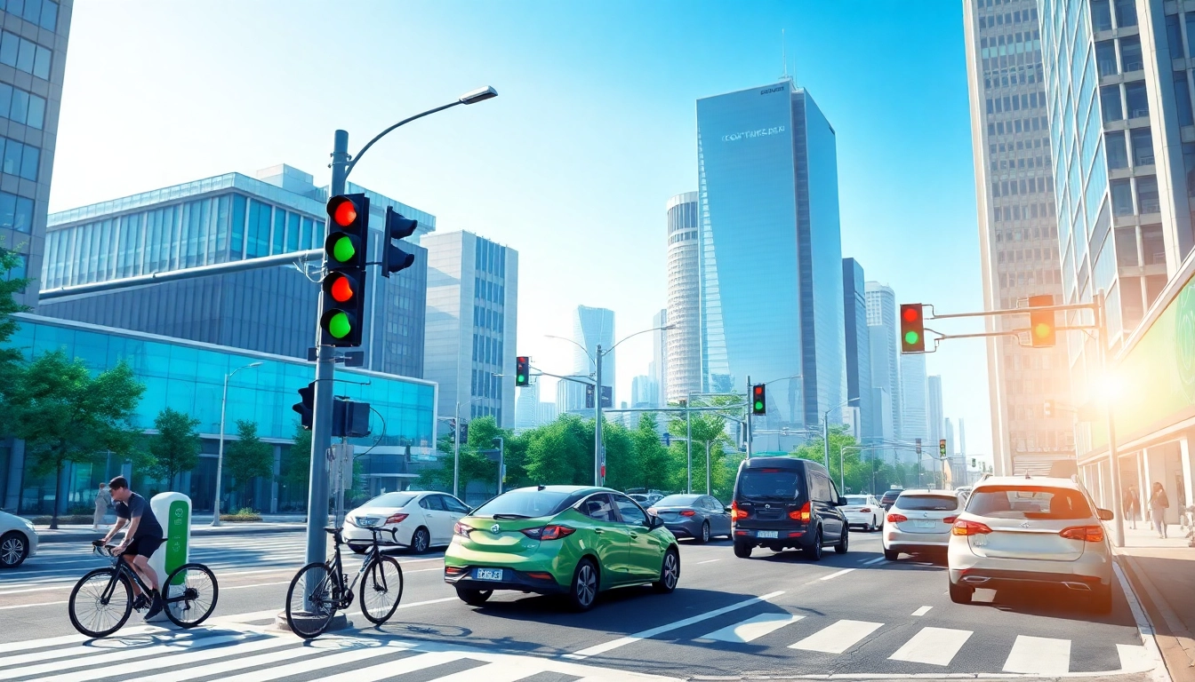 Optimierung der Verkehrstechnologie in einer modernen Stadt mit nachhaltigen Verkehrsmitteln.