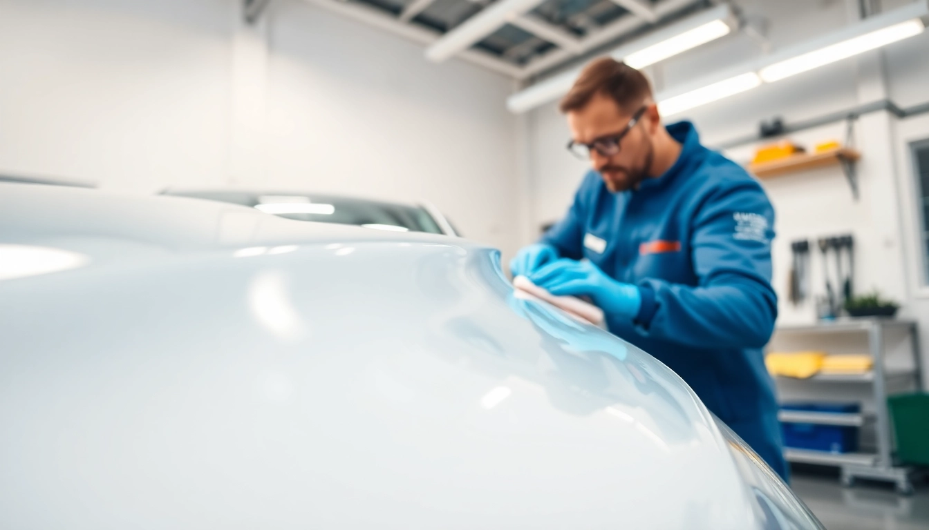 Fachmännische Autoaufbereitung Lennestadt mit glänzendem Finish im modernen Werkstatt-Setting.