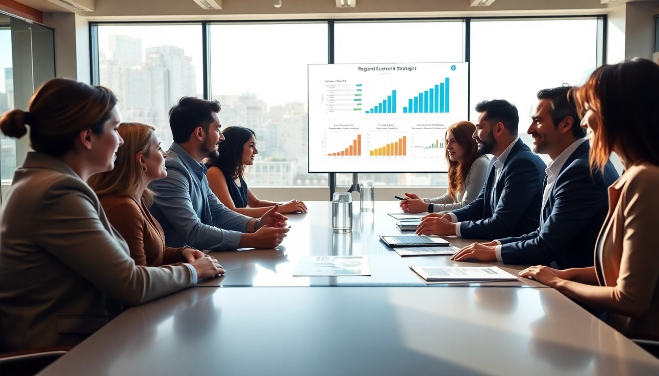 Strategische Diskussionen zur Wirtschaft Regional in einem modernen Büro.
