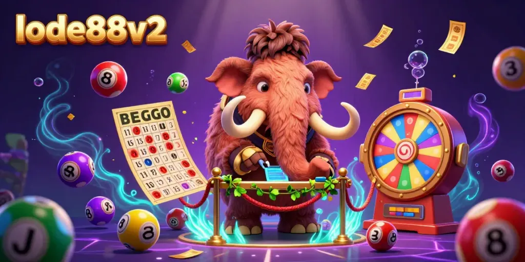 Join the excitement with lode88v2's colorful lottery scene featuring engaging characters and vibrant game elements.