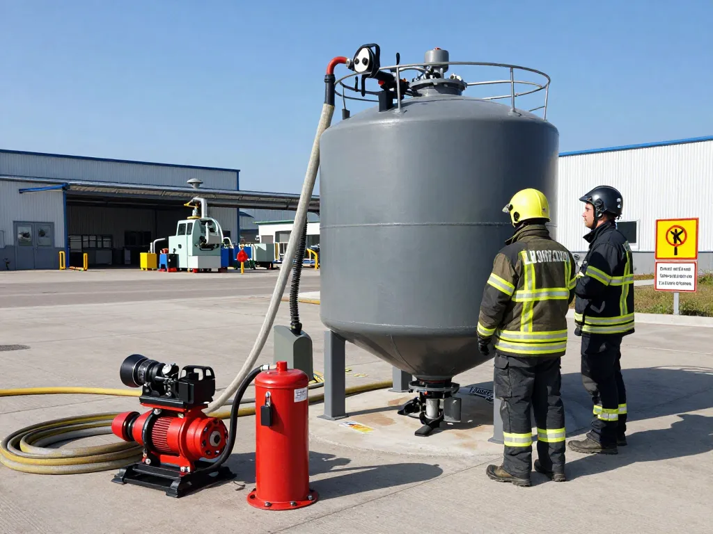 Löschwasserzisterne für die Industrie an einem Industriestandort präsentiert, der Flexibilität und Sicherheit betont.