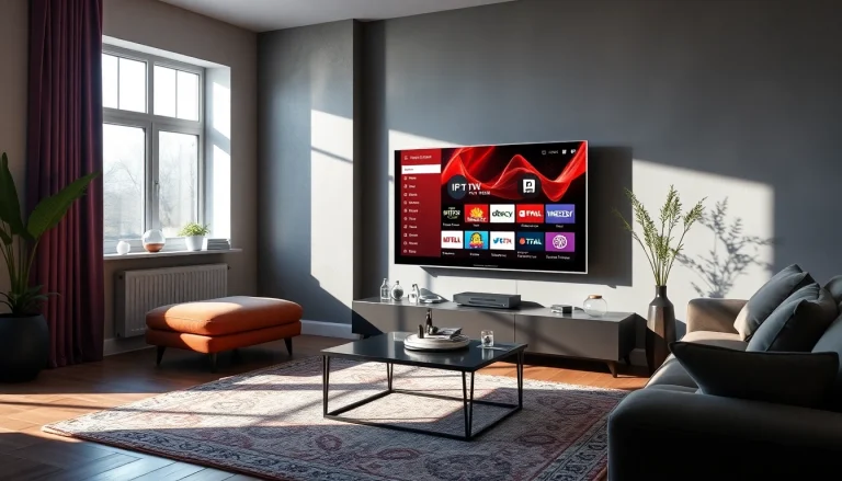Discover essential IPTV anbieter options showcased on a modern TV in a cozy living room setting.
